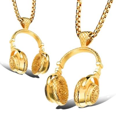 China Men 2020 Fashion Wear Necklace Daily Music Headphone Earphone Gold Pendants for sale