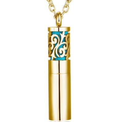 China FASHIONABLE Custom Cylinder Shape Essential Oil Perfume Pendant Pendant Gold for sale