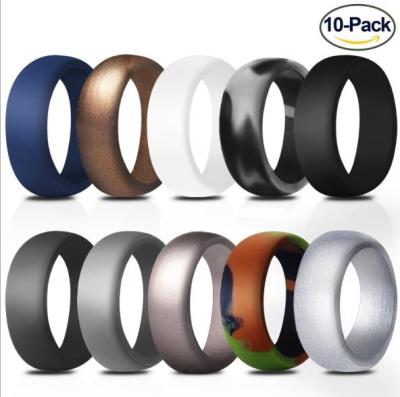 China 10pack Set Daily Wear Mens Silicone Rings Jewelry Medical Grade Silicone Wedding Rings for sale