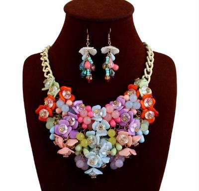 China Daily Wear Thailand Fashion Flower Necklace And Earring Set Jewelry Women for sale