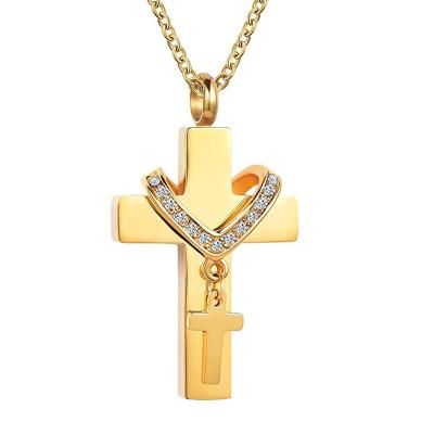 China Men's Cremation Jewelry Memorial Cremation Pendants Cremation Ashes Cross Neo-Gothic Jewelry Urn for sale