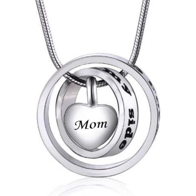 China Fashionable Creative Heart Mum Mom Cremation Jewelry Ashes Urn Necklace Wholesale Dad Necklace for sale