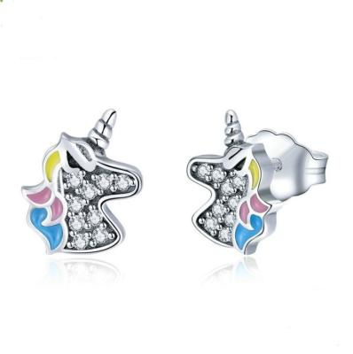 China FASHIONABLE Amazon girl earrings sterling silver girls earing unicorn stud earrings for sale