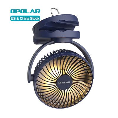 China Hotel OPOLAR 5000mAh Battery Operated 4 Speeds 360 Degree Rotation With Hook Camping Lantern Portable Hanging Clip On Mini Table Fan for sale