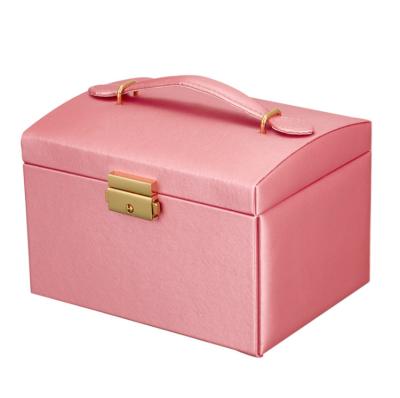 China Eco-friendly Creative Portable Multi-layer PU Leather Jewelry Box Storage Box Makeup Drawer Accessory Item Receives Box for sale