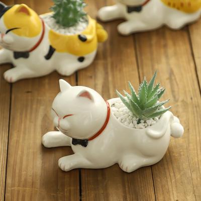 China Decorative Cartoon Cat Shape Animal Flower Plant Pot Planters Containers For Cactus for sale