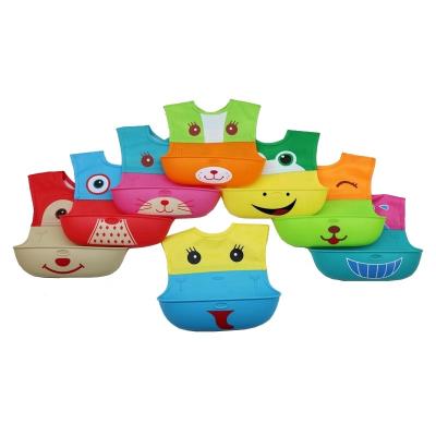 China Design Antibacterial Animal Food Grade Silicone Cartoon Baby Bibs Large Waterproof for sale