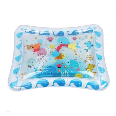 China Tummy Time Educational PVC Toy Inflatable Infant Water Play Mat With Animal Floating For Baby for sale