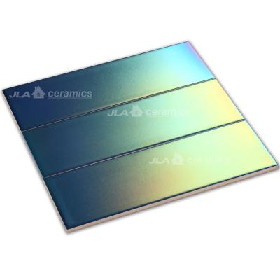 China Cheap price rainbow colorfu iridescence metallic ceramic tiles glazed tiles 4*12 inches/100*300mm factories in porcelain wall and floor en venta