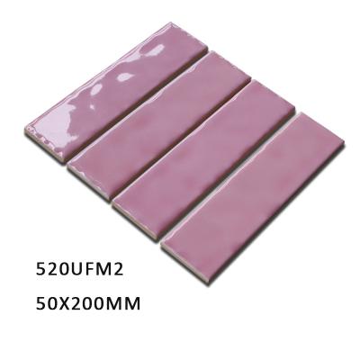 China Cheap Price Modern 50x200mm / 2x8 Inches Purple Decorative Ceramic Subway / Subway Tiles For Wall In Philippines for sale