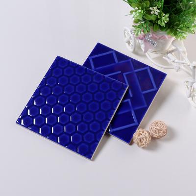 China Rustic Glossy Glazed Ceramic Tiles 6X6 Inch Ocean Blue 15X15cm Wall Tiles for sale