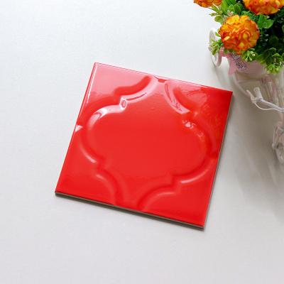 Chine Rustic Tiles 20x20cm Luxury Bathroom Glossy Brick Shape Wall Tile Waterproof Red Color Backsplash Subway Tiles à vendre