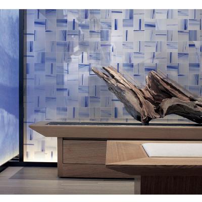 Cina 150*150 Modern Ceramic Wall Tile Small Size Blue Color Tile Chinese Painting Glossy Style in vendita