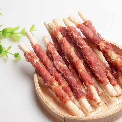 China Factory direct sale viable promotional good quality dog ​​food pet treats duck cowhide stick for dog chew for sale