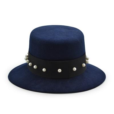 China Character Fashion Pearl Decoration In Autumn And Winter Wool Felt Hat Panama Hat for sale