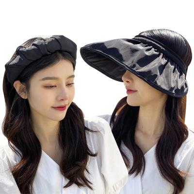 China Character Cotton Crochet Beach Sun Visor Ponytail Hats Shell Waterproof Adjustable Soft Hat For Women for sale