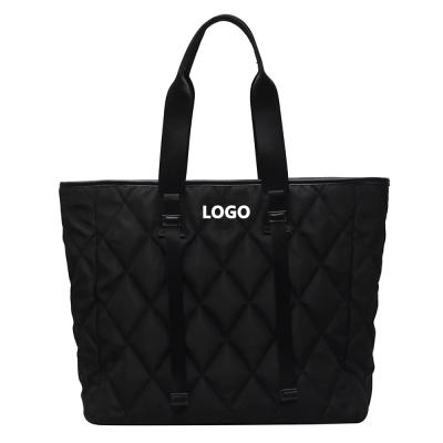 China Fashion Bespoke Large Top Handle Bags Canvas Tote Bag With Hang Glass Leather Handle Unique Black Tote Bag For Women Travel Work for sale