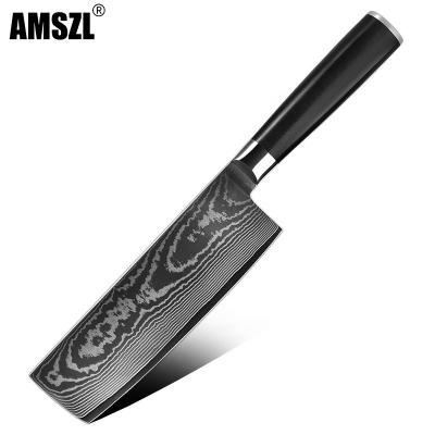 China Sustainable High Grade Japanese Style Nakiri Knife Super Sharp Durable Damascus Knife for sale