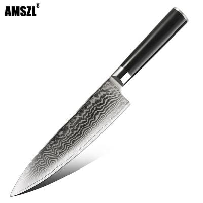 China Viable Hot Sell Shiny Coat Damascus Kitchen 67 10Cr15CoMov Steel Chef Knife for sale