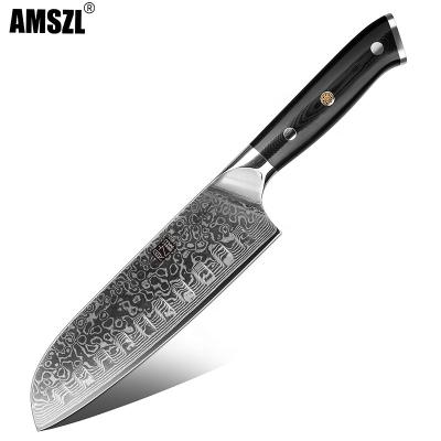 China 67 viable layers of 10Cr15CoMov Damascus Japan steel santoku knife chef knife for sale