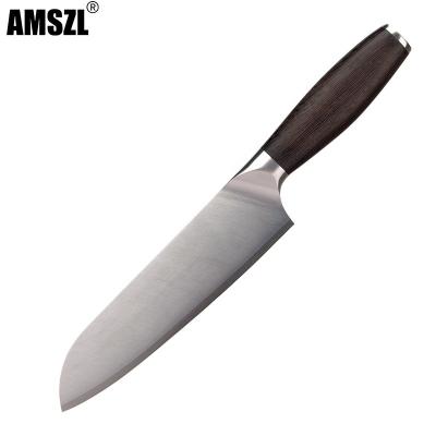 China Factory direct sale 9Cr18Mov viable plated steel santoku knives commercial kitchen knives with wooden handle for sale