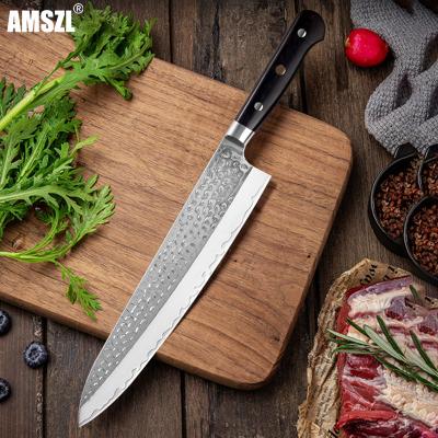 China Good price fine quality viable 9 layers steel razor compound 10 inch sharp slaughter knife with wood handle for sale