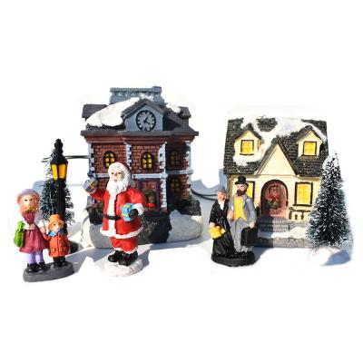 China Perfect for Gifts for Dogs or Cats 2021 New LED Lights Christmas Resin Village House with Snow Christmas Decoration 10 Set for sale