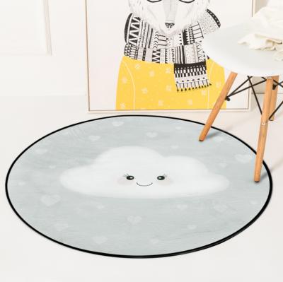 China Cartoon Time Round Suede Carpet Living Room Bedroom Rug Tea Table Basket Waterproof Hanging Mat for sale