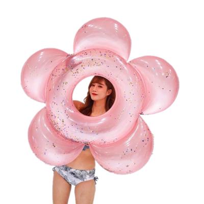 China 0.25mm PVC 160 cm Adult Sequine Flowers Floating Bed and Floating Raft for sale