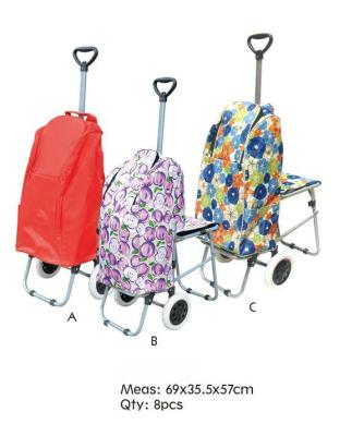 China Newest Folding Folding French Shopping Trolley Folding Seat Telescopic Handle for sale