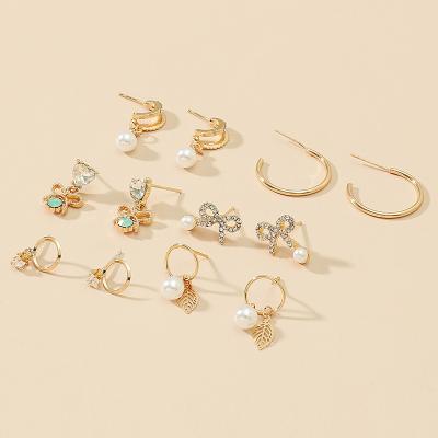 China Cheap BOHEMIA earings for women 2021 style 6 pairs per set alloy earring stud set women fashion jewelry for sale