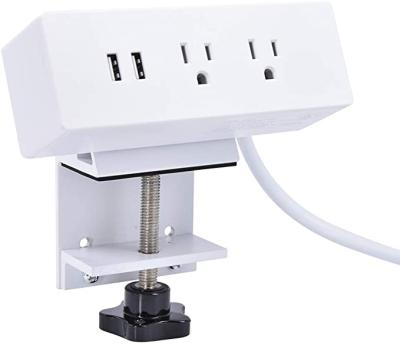 China Removable Dry Desktop Slot Clamp Inside On Extension Power Strip Aluminum Socket With 2 Usb Charger For Office Table Edge for sale