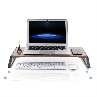 China Modern Foldable Wooden Laptop Desktop PC Monitor Stand Portable Riser with Aluminum Legs for Computer Laptop iMac for sale