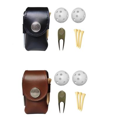 China Leather Golf Bag Tee Accessories Golf Pocket Pouch 9.5*5cm for sale