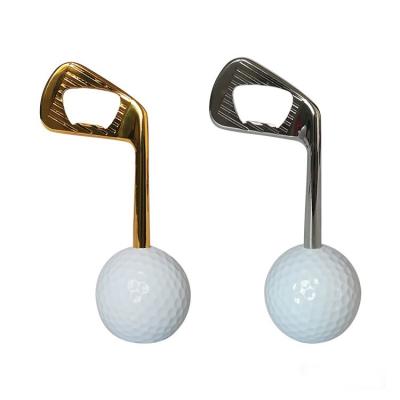 China Golf Ball Bottle Opener Metal Beer Bottle Opener Golf Club Zinc Alloy Bottle Opener for sale