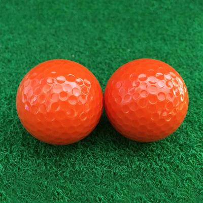 China Two Layer New Color Dupont Srulyn Double Layer Golf Game Synthetic Rubber Orange Golf Match Ball for sale