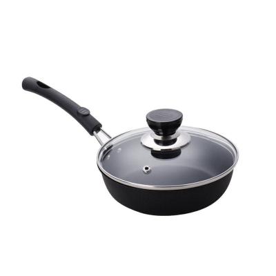 China Sustainable Medium Size Kitchen Cooking Nonstick Pan Iron Frying Pan Silicone Handle Cookware Anti-Scalding Oil Free Pan With Cover for sale