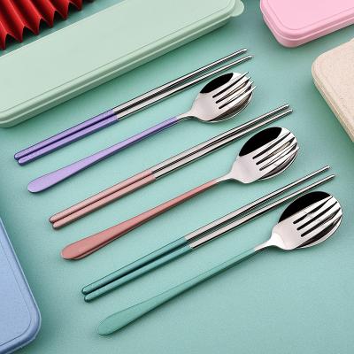 China Sustainable Modern Fashion Korean Flatware Set 2 Pcs Chopsticks Spoon Wholesale Stainless Steel Chopsticks Stainless Steel for sale