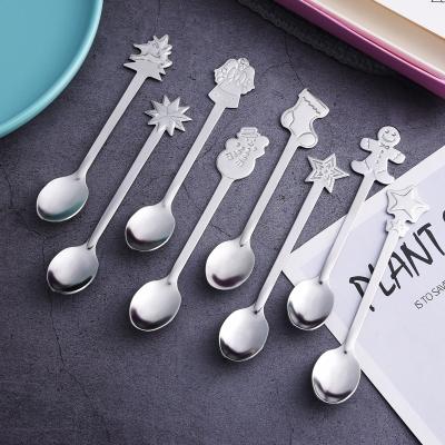 China Christmas Viable Tableware Set Child's Spoons Stainless Steel Color Box Gift Box Stainless Steel Gift Dessert Tea Teaspoon Set for sale