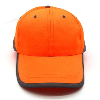 China High Quality Wholesale 6 Panel Baseball Cap Fluorescent Orange Promotional Hat With Reflective Brand Custom for sale