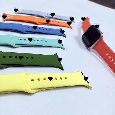 China Water Resistant 65 Colors Soft Silicone Solid Color 20/22/38/40/42/44mm Watch Bands Straps For Watch Series 6/5/4/3/2/1 for sale