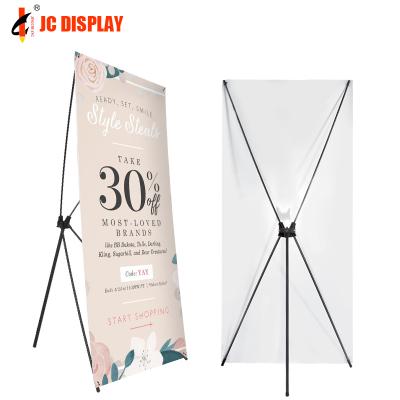 China Economic PP/PVC/Knitted Polyester Tripod Stand Floor Competitive Price X Banner Stand for sale