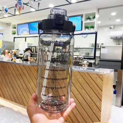 China Feiyou Sustainable Customized Large Logo 2000ml Water Cup Portable Sports Cup Plastic Water Bottle With Straw for sale