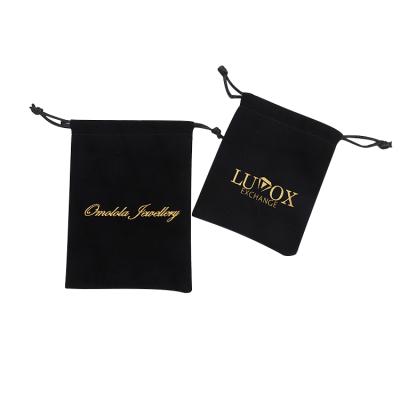 China Custom Black Logo Microfiber Velvet Pouch Newest Fashion Velvet Jewelry Gift Pouch For Jewelry Tastes for sale