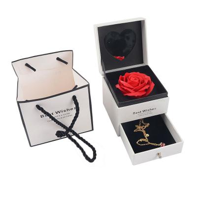 China 2021 New Style Paper Drawer Gift Box Luxury Flower Packaging Custom Necklace Box With Logo for sale