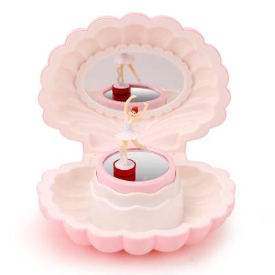 China Luxury Soft Shell Jewelry Dancing Ballerina Music Box Music Jewelry Box Creativity Dancing Girl Eight-tone Music Box with Light and Mirror for sale