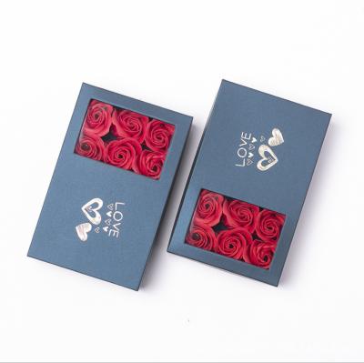 China Black Factory Sell High End Valentines Day Soap Flower Luxury Jewelry Gift Box for sale