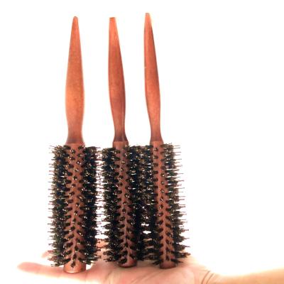 China Round Natural Wooden Handle Boar Bristle Round Styling Hair Brush for Women and Men and Kids for sale