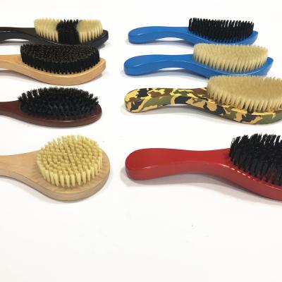 China Curved Wave Men Curved Wave Styling Hairbrush Wooden Handle Beard Mustache Shaping Brush for sale