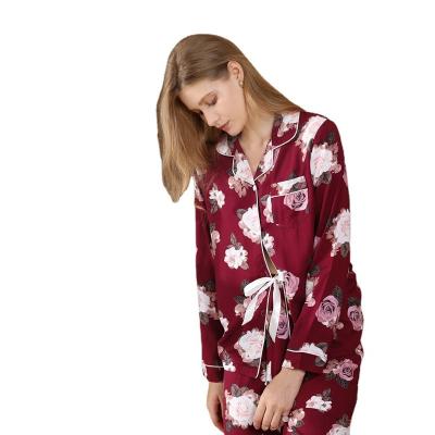 China Breathable Women Home Sleepwearknitting Rayon Sleepwear 2 Piece Pajama Set Long Sleeve Cotton Pajamas Women for sale